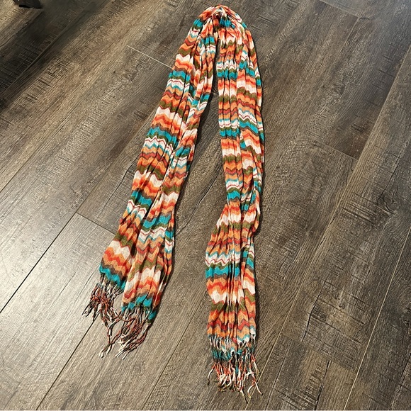 Chevron Printed Fringe Edge Scarf Cold Weather Winter Accessory Boho Style - Picture 1 of 2